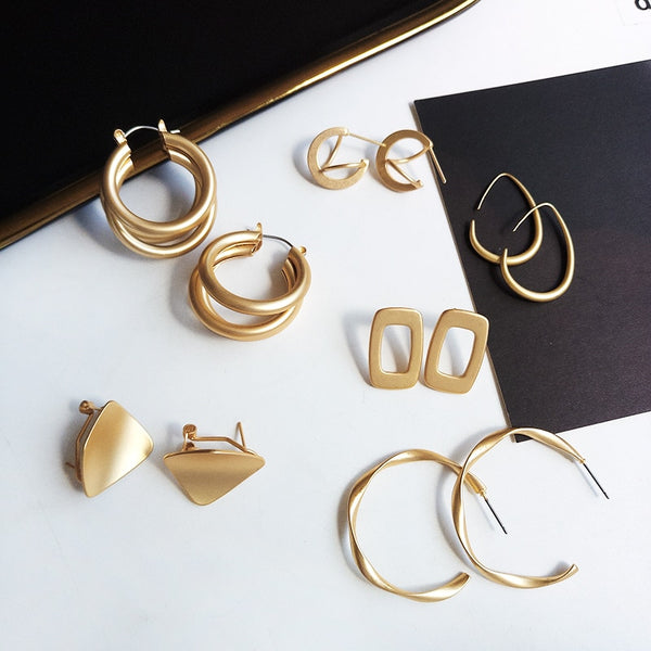 Fashion Statement Earrings 2019 New Geometric Matte Gold earrings For Women Hanging Dangle Earrings Drop Earring modern Jewelry