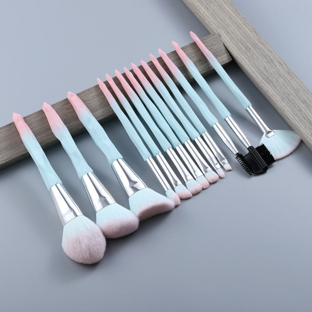 FLD 13/5 pcs Blue Makeup Brushes Set Face Eye Lip Eyeshadow Eyebrow Comb Eyelash Spoolies Foundation Powder Brush Tools Cosmetic