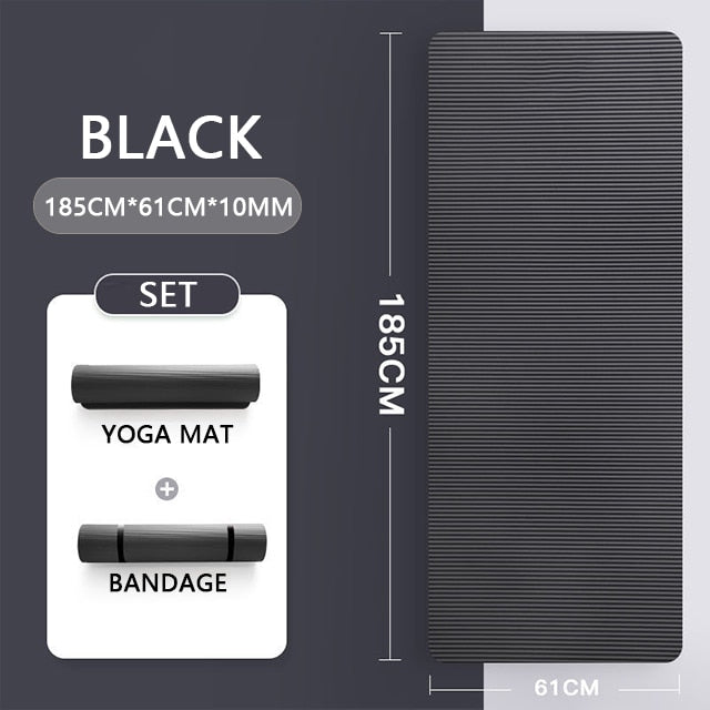 185CM Fitness Yoga Mat Gym Exercise Mats 10MM Lengthen Non-slip Pad for Beginner Workout Pilates Fitness Mat with Yoga carry Bag