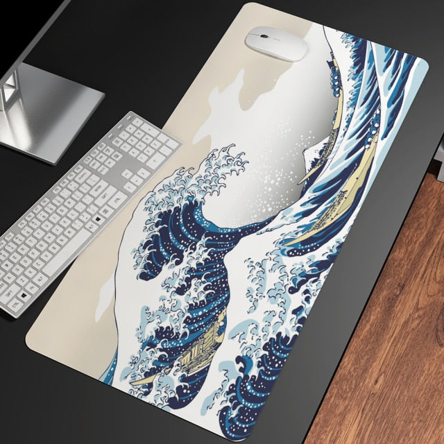 Great Wave Off Art Large Size Mouse Pad Natural Rubber PC Computer Gaming Mousepad Desk Mat Locking Edge for CS GO LOL