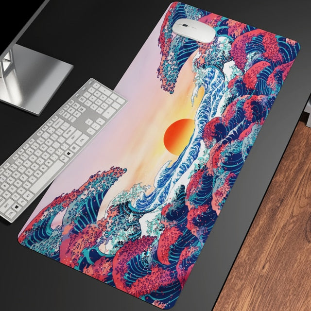 Great Wave Off Art Large Size Mouse Pad Natural Rubber PC Computer Gaming Mousepad Desk Mat Locking Edge for CS GO LOL