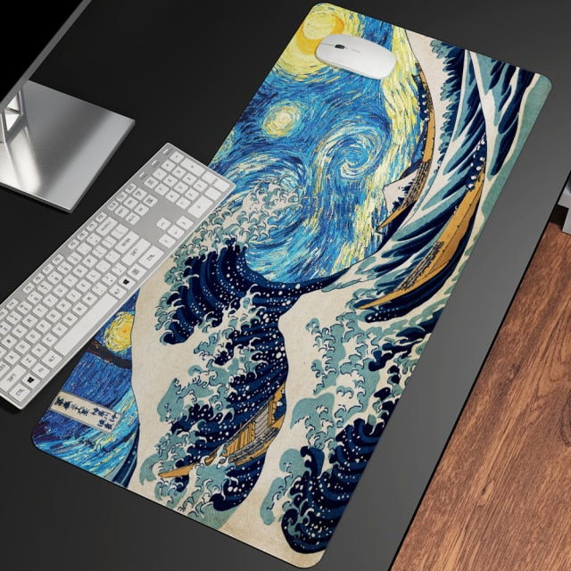 Great Wave Off Art Large Size Mouse Pad Natural Rubber PC Computer Gaming Mousepad Desk Mat Locking Edge for CS GO LOL