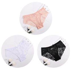 3pcs/Pack! Sexy Women Lace Panties Underwear Lace  Briefs S M L XL Transparent  Floral Bow Soft Lingerie