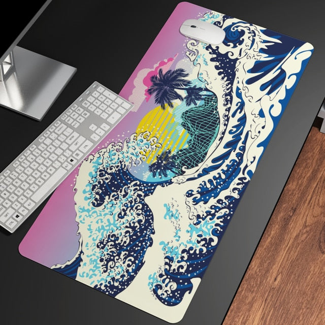 Great Wave Off Art Large Size Mouse Pad Natural Rubber PC Computer Gaming Mousepad Desk Mat Locking Edge for CS GO LOL