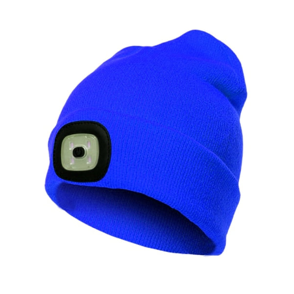 LED Beanie Torch Hat with Light Men/Women Hat Winter Warm Headlamp Cap with 3 Brightness Levels 4 Bright LED for Camping Fishing