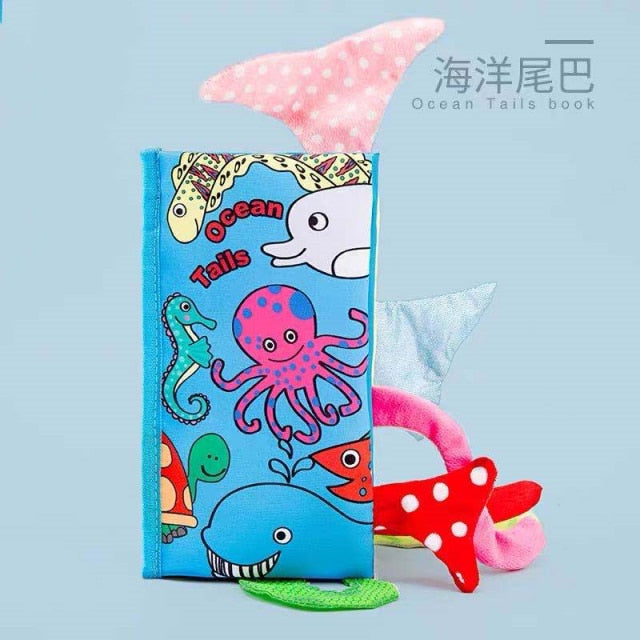 Baby Kids Fabric Books Early Learning Educational Cloth Book 0-12 Months Develop Cognize Animal Tails Reading Toy погремушки