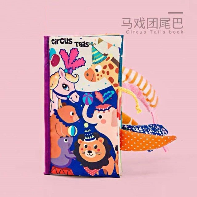 Baby Kids Fabric Books Early Learning Educational Cloth Book 0-12 Months Develop Cognize Animal Tails Reading Toy погремушки