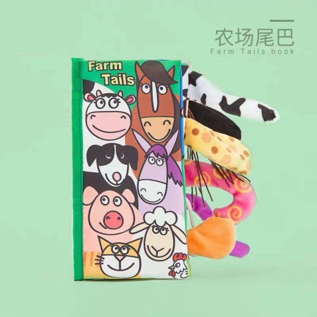 Baby Kids Fabric Books Early Learning Educational Cloth Book 0-12 Months Develop Cognize Animal Tails Reading Toy погремушки