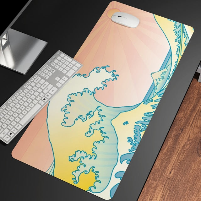 Great Wave Off Art Large Size Mouse Pad Natural Rubber PC Computer Gaming Mousepad Desk Mat Locking Edge for CS GO LOL