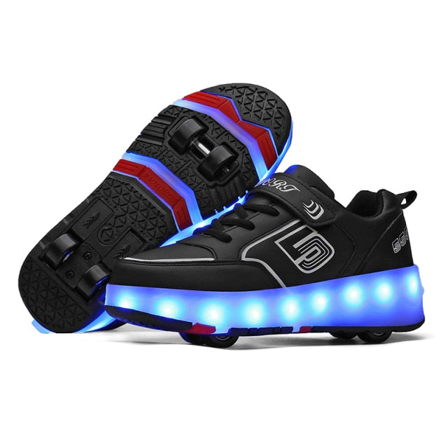 Roller Sneakers 4 Wheels Children Kids Girls Boys Babys 2021 Gift Fashion Sports Casual Led Light Flashing Running Skate Shoes