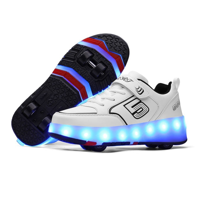 Roller Sneakers 4 Wheels Children Kids Girls Boys Babys 2021 Gift Fashion Sports Casual Led Light Flashing Running Skate Shoes