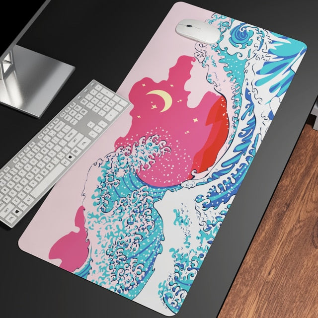 Great Wave Off Art Large Size Mouse Pad Natural Rubber PC Computer Gaming Mousepad Desk Mat Locking Edge for CS GO LOL