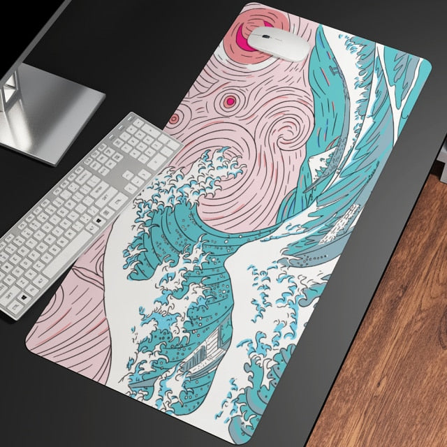 Great Wave Off Art Large Size Mouse Pad Natural Rubber PC Computer Gaming Mousepad Desk Mat Locking Edge for CS GO LOL