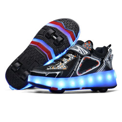 Roller Sneakers 4 Wheels Children Kids Girls Boys Babys 2021 Gift Fashion Sports Casual Led Light Flashing Running Skate Shoes