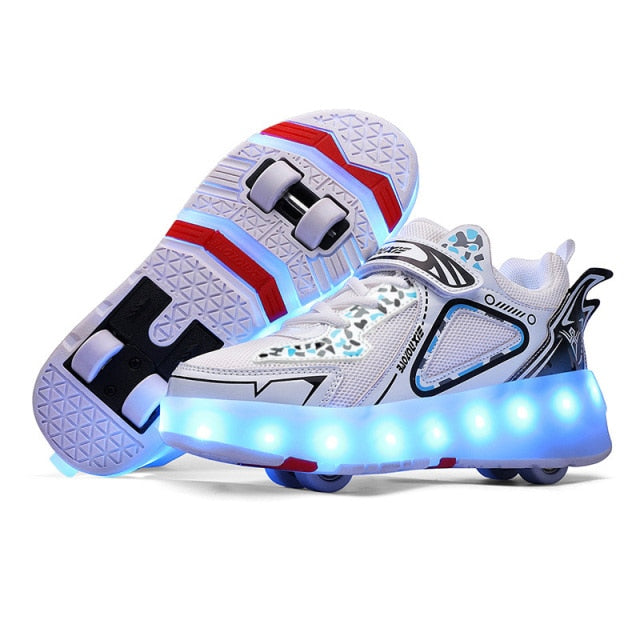 Roller Sneakers 4 Wheels Children Kids Girls Boys Babys 2021 Gift Fashion Sports Casual Led Light Flashing Running Skate Shoes