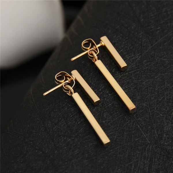 Classic Minimalist Simple T Bar Drop Earrings for Women Christmas Jewelry Geometric Ear Jackets Girls New Year Gifts