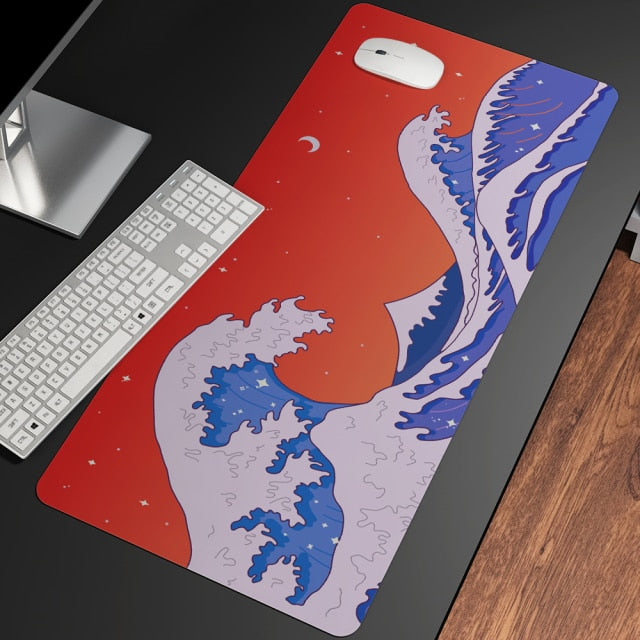 Great Wave Off Art Large Size Mouse Pad Natural Rubber PC Computer Gaming Mousepad Desk Mat Locking Edge for CS GO LOL