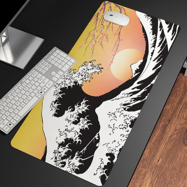 Great Wave Off Art Large Size Mouse Pad Natural Rubber PC Computer Gaming Mousepad Desk Mat Locking Edge for CS GO LOL