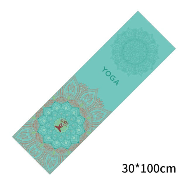 Portable Double Layer Printed Yoga Towel Quick Drying Pilates Towel Blanket Fitness Foldable Yoga Mat  Sports Travel Cushion