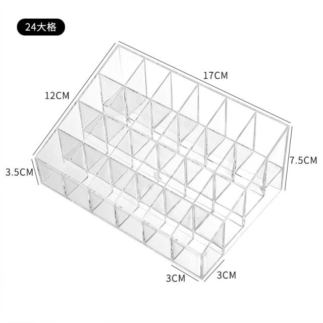 Transparent 9/24/40 Grids Acrylic Makeup Organizer Lipstick Holder Display Rack Case Cosmetic Nail Polish Make Up Organiser Tool