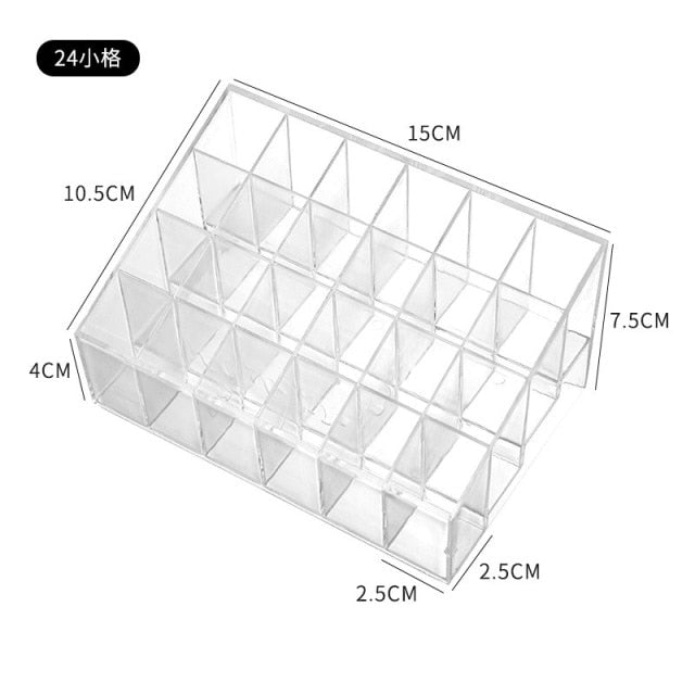 Transparent 9/24/40 Grids Acrylic Makeup Organizer Lipstick Holder Display Rack Case Cosmetic Nail Polish Make Up Organiser Tool