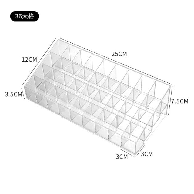 Transparent 9/24/40 Grids Acrylic Makeup Organizer Lipstick Holder Display Rack Case Cosmetic Nail Polish Make Up Organiser Tool