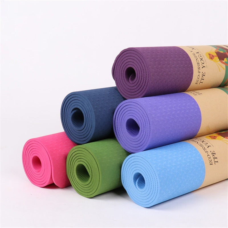 6mm TPE Yoga Mat Non-Slip Sports Gym Dance Pilates Mats for Beginner Body Building Fitness Exercise Equipment 183*61cm